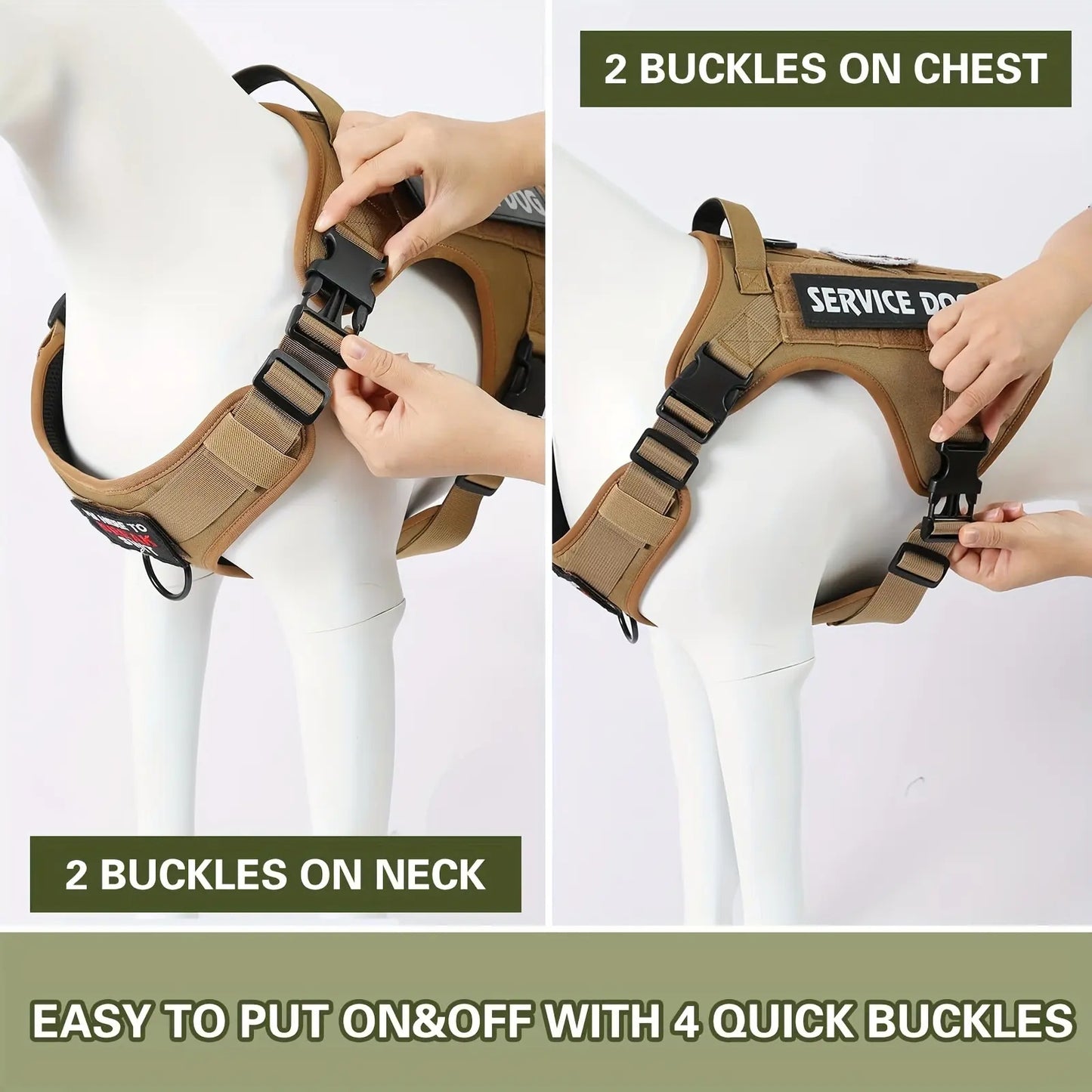 Tactical Pet Service Dog Harness Vest Adjustable Reflective Dog Harness Metal Buckle Hiking Training