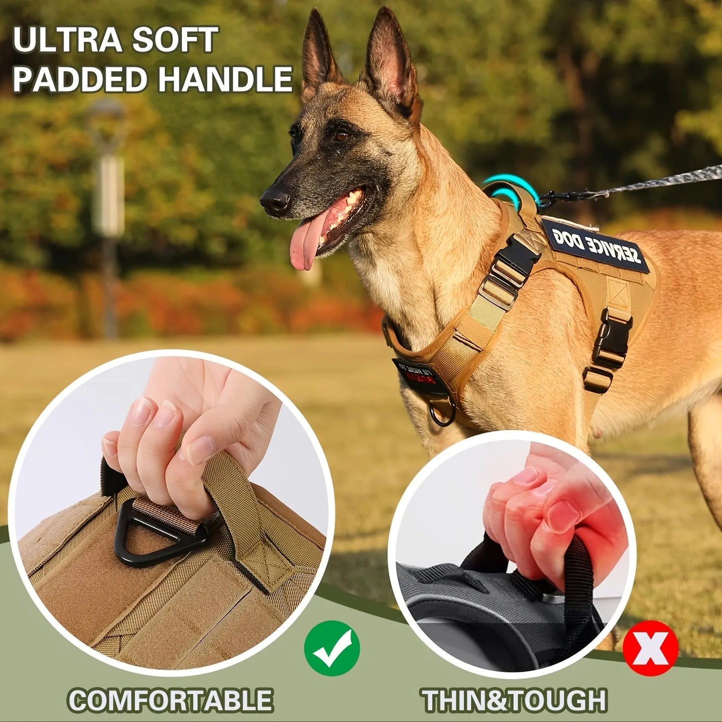 Tactical Pet Service Dog Harness Vest Adjustable Reflective Dog Harness Metal Buckle Hiking Training